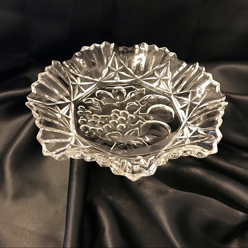 Vintage Pioneer Intaglio Fruit Crystal Ruffled Serving Set by Federal - Picture 10 of 15